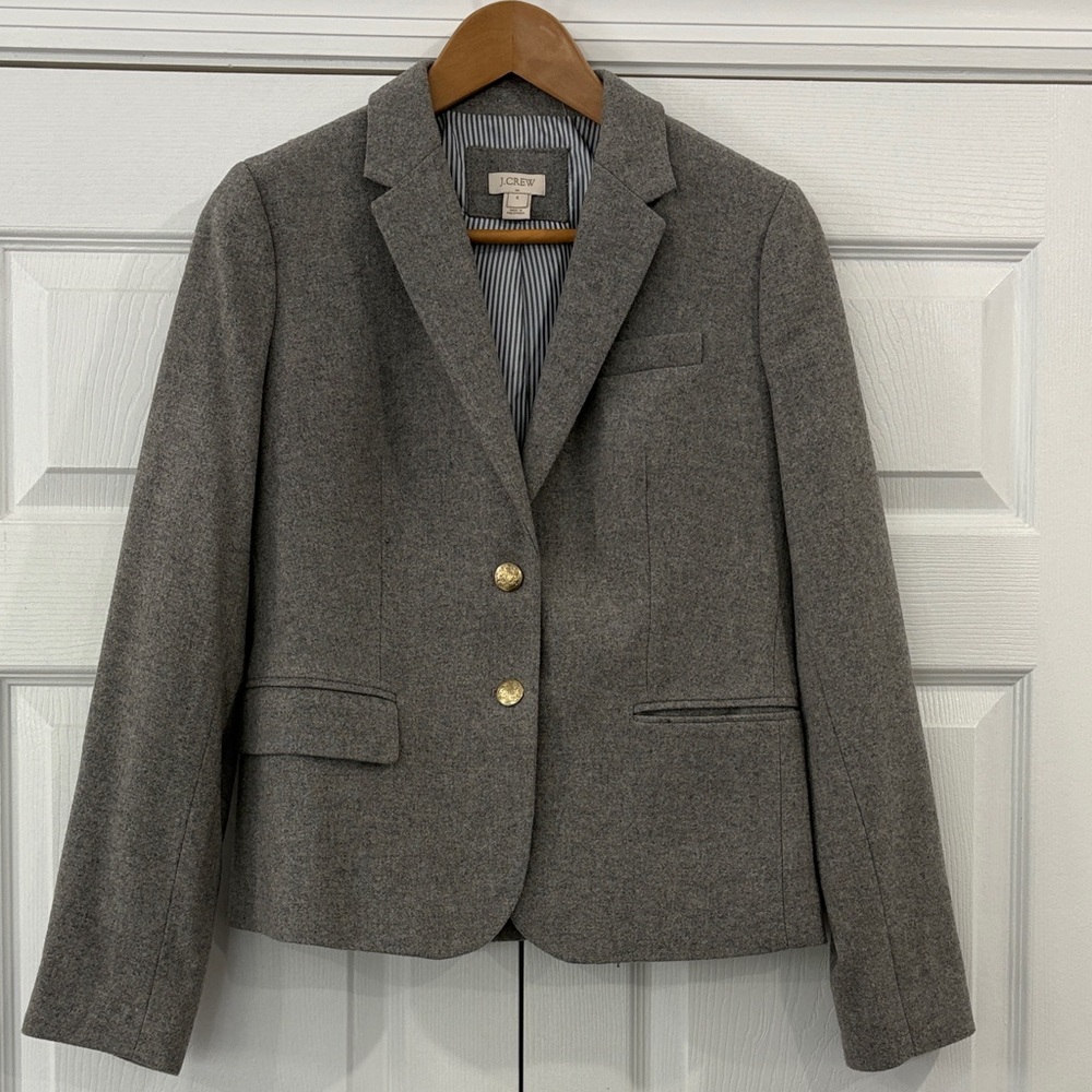 J. Crew Women's Charcoal Blazer with Gold Buttons